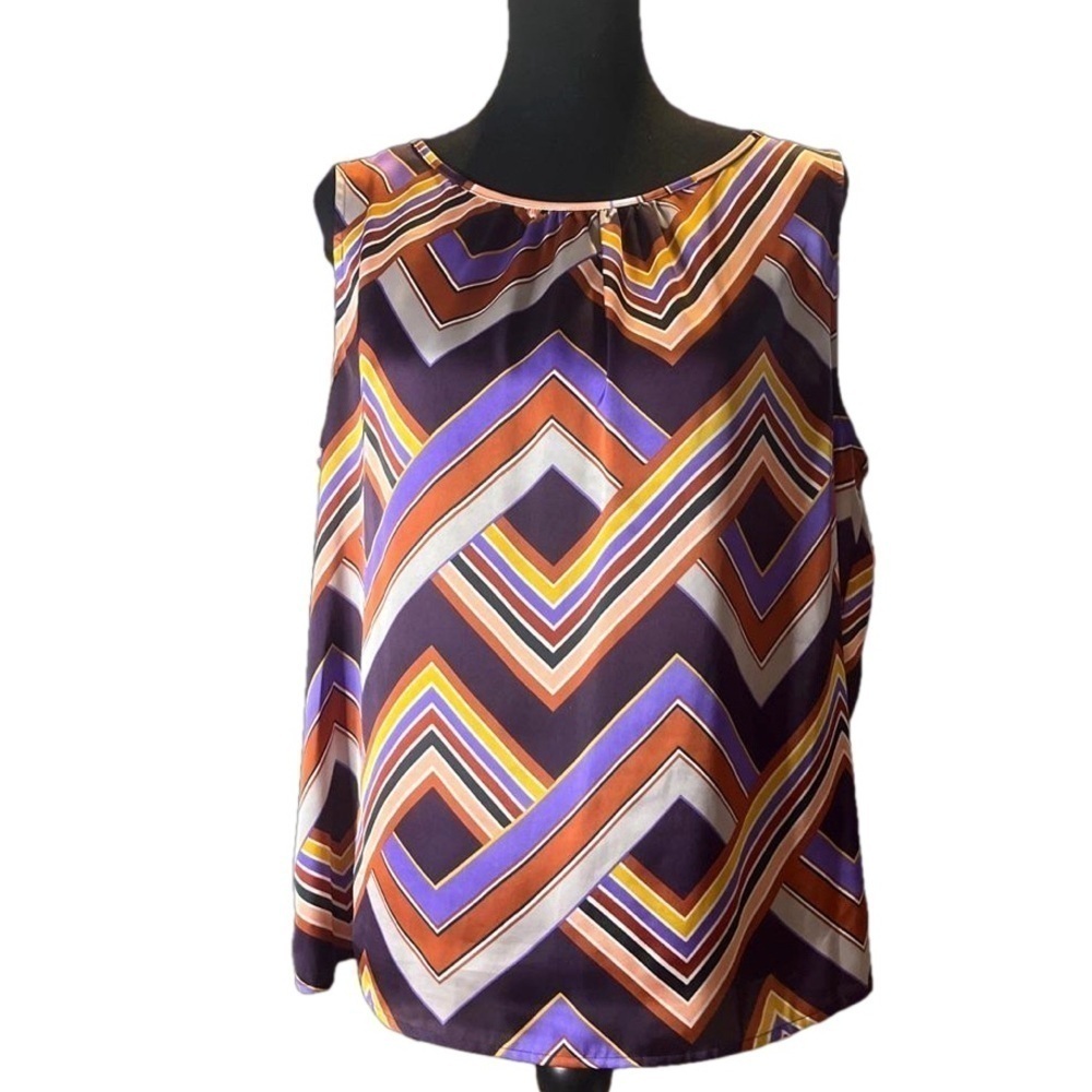 Nine West Geometric Sleeveless Top, Size XL